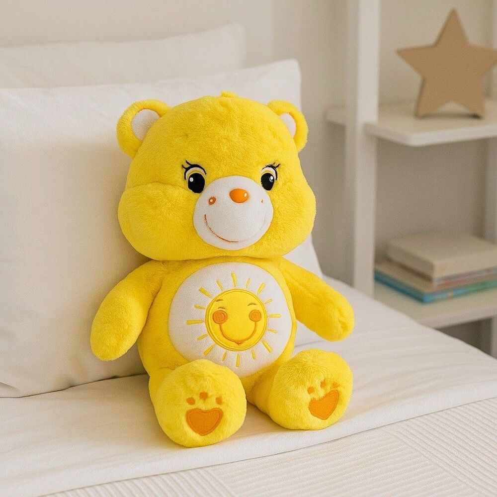 Care Bears Funshine Bear Plush Yellow Stuffed Animal Just Play 14” Toy